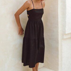 ROVE - JOIE Midi Dress - black linen cotton NEW